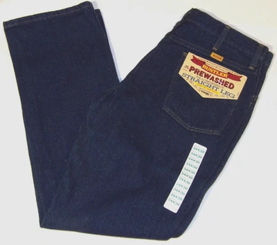 VINTAGE NEW WITH TAGS RUSTLER PREWASHED DENIM BLUE JEANS BY WRANGLER! USA 34x30 - Image 1 of 4
