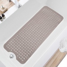 Non-Slip Extra Long Bath Mat 40"x16" - Machine Washable Shower Mat with Drain Ho