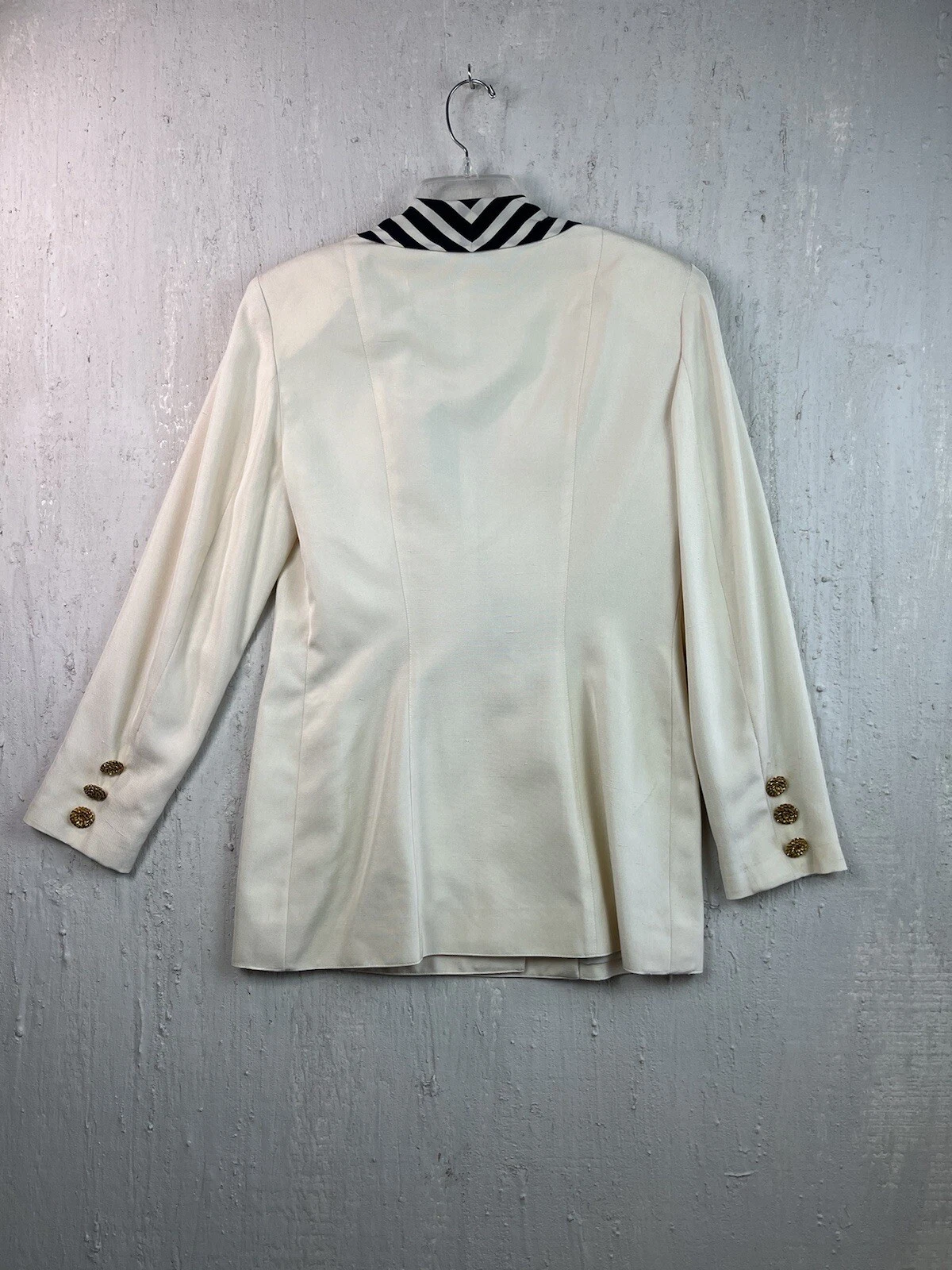 Tuta donna vintage Valentino notte avorio gonna 12 doppiopetto bottoni oro