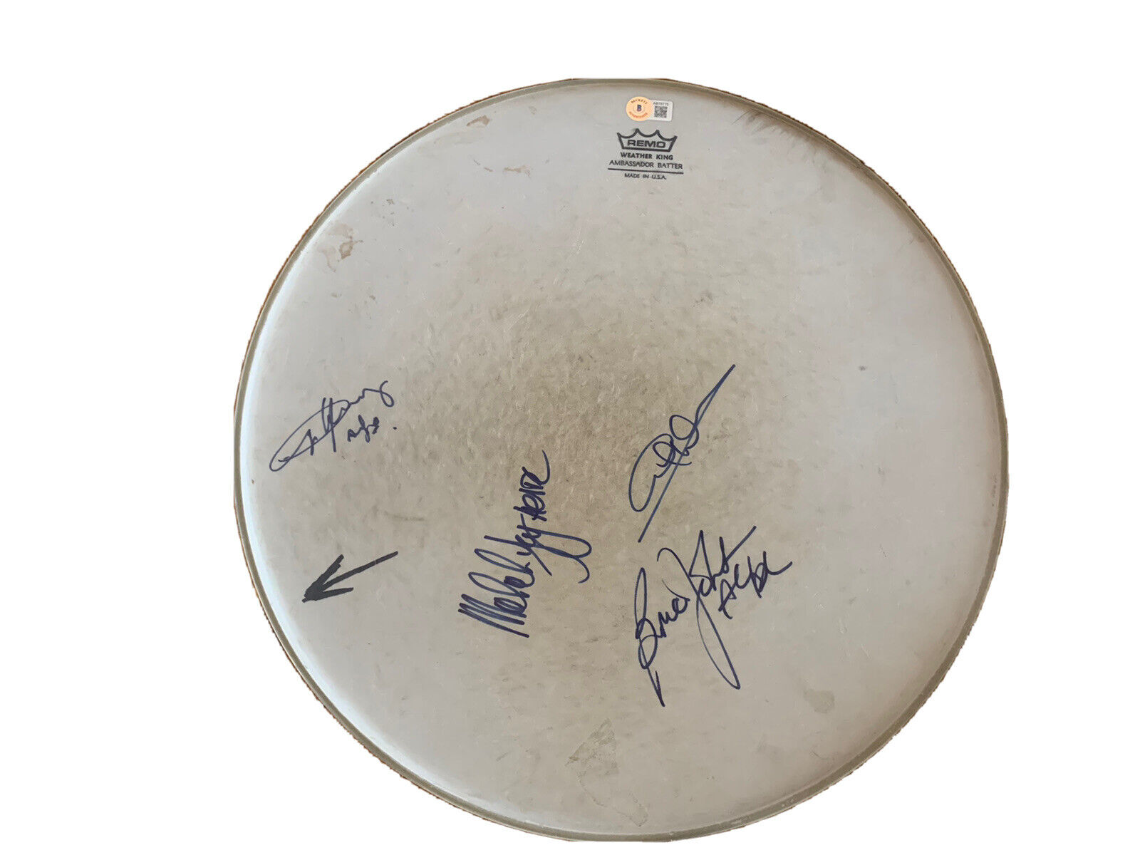 Ac/Dc Autographed Signed Ac/Dc Band 16: Drumhead Beckett Certified Angus Malcolm +2 