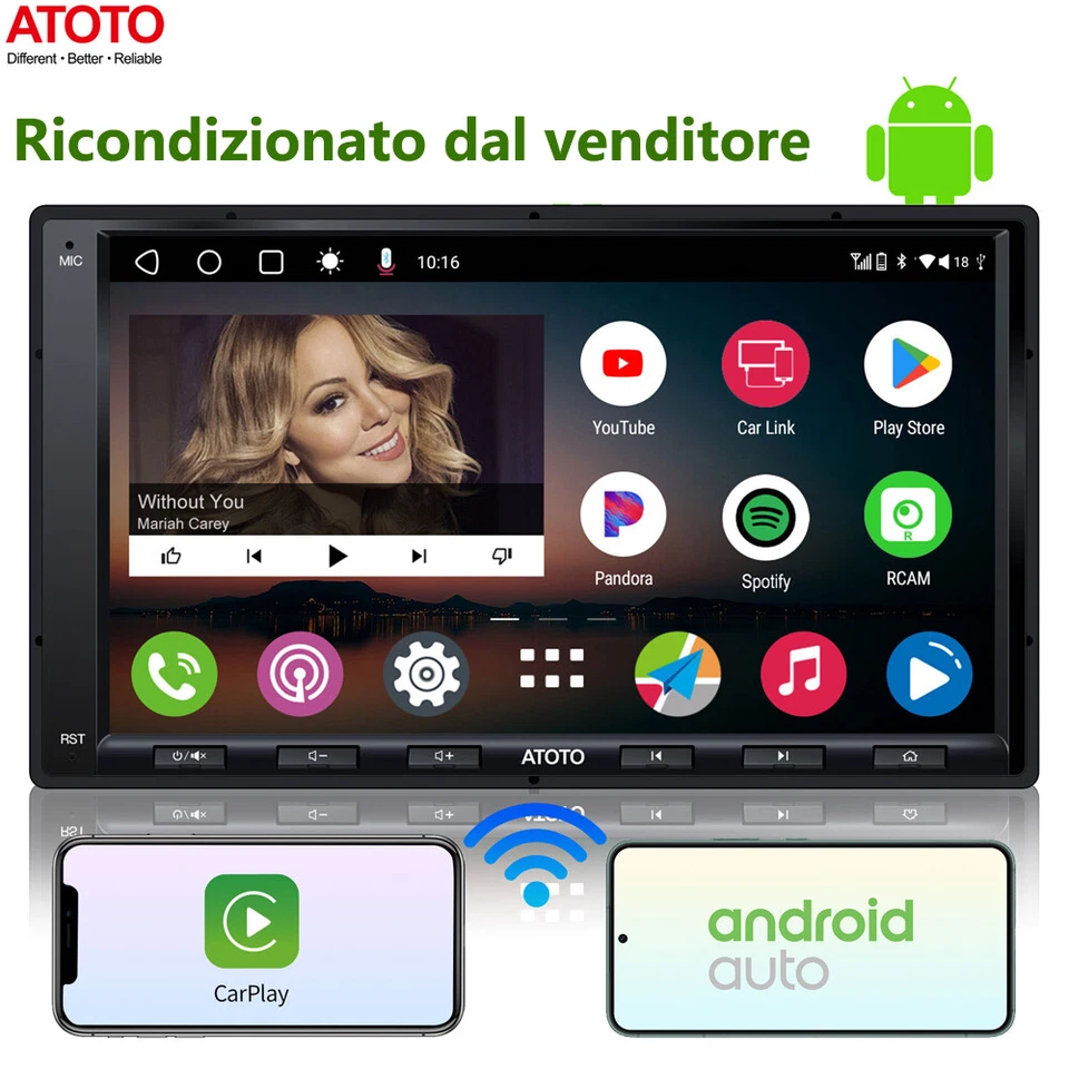 ATOTO A6PF 7 Pollici DAB+ Autoradio Android 2 DIN DAB GPS CarPlay Android Auto - Immagine 2 di 4