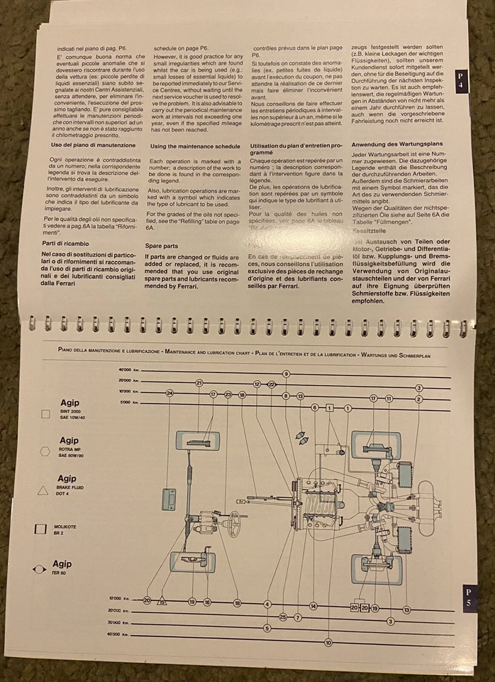 Ferrari F40 Owners Manual Maintenance Hand Book 512A/88 Brochure Part S GTO Enzo - image 4 of 4