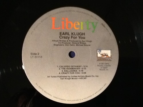 EARL KLUGH~crazy for you LIBERTY 1981 ORIGINAL~ MASTERDISK (LP)Ex+ / (JACKET) Ex - Imagen 5 de 7