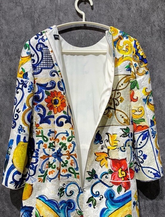 NWOT $2,950 Dolce & Gabbana Majolica Tile Print Silk Brocade
