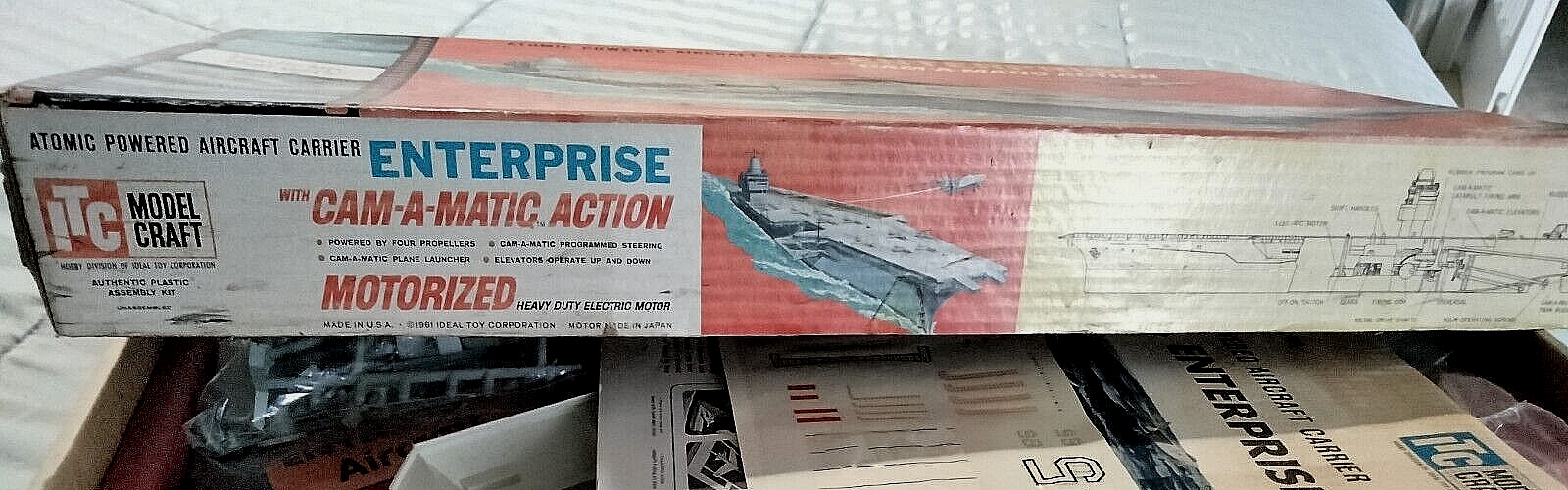 ITC- ENTERPRISE NUCLEAR CARRIER-UNBUILT-1/390th-MOTORIZED-SEALED Parts-1961-Read
