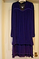EUC VIRGINIE PARIS DRESS WOMEN'S "MEDIUM" PURPLE BLOUSON OPEN NECK DETAIL - WOW!