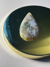Natural Moss Tree Agate Tear Drop Polished Jewelry Making Pendant Stone Crystal