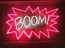 Boom Boom Vintage Style Acrylic 14 Neon Sign Light Lamp Real Glass Party Bar