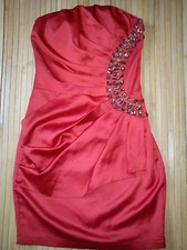 NICE RHINESTONE SEXY PARTY RED WOMENS LADIES DRESS SIZE S SIZE 6 SIZE 8 (0.2)