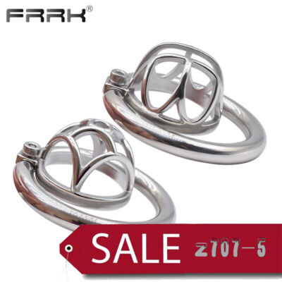 FRRK Sissy CBT Chastity Device Stainless Steel Rings Small Big Opening In Front