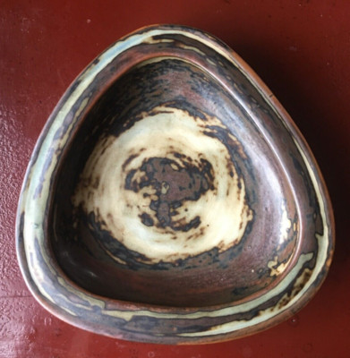 Royal Copenhagen Danish Stoneware: Bode Willumsen, Triangular Bowl, Sung Glaze