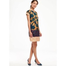 BODEN Floral Colorblock Shift Dress 2 R = XS = 6UK Side Pockets Lightweight Boho