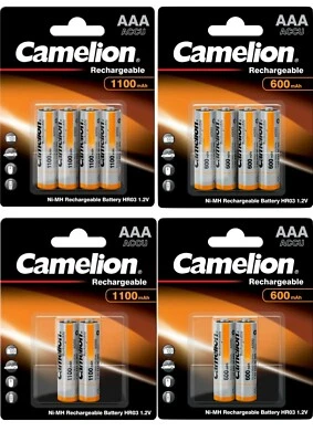 Camelion AAA Micro Akkus Accus HR03 600 mAh 1100 mAh NiMH aufladbare Batterien ✅