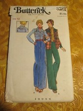 3789 BUTTERICK c.1970s - Wstrn SHIRT Highwst PANTS - Sz 12 Cut