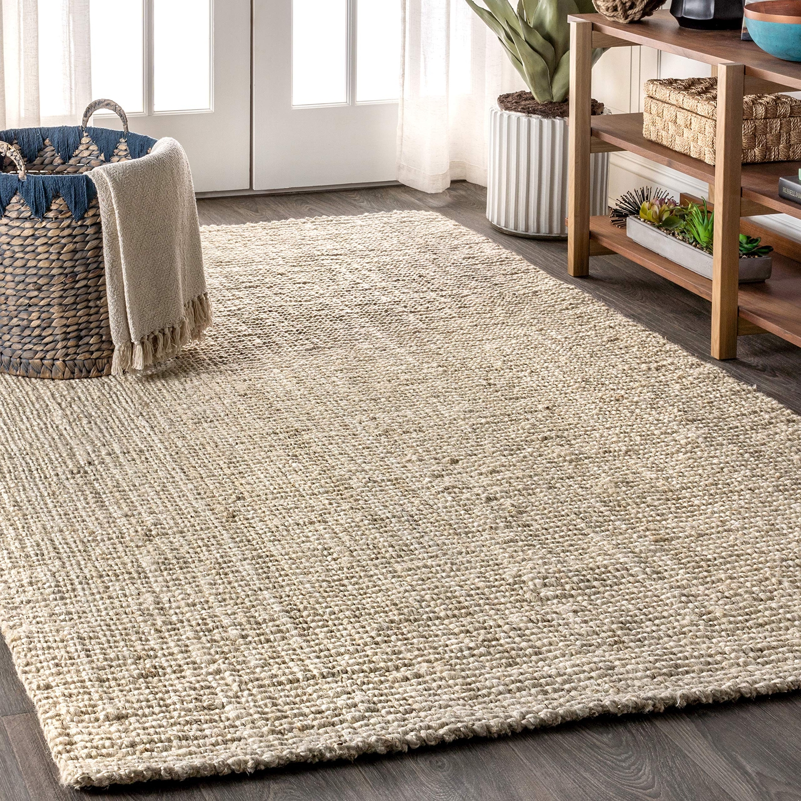 Jonathan Y Hand Woven Chunky Jute Rug Light Ivory 4x6 ft Natural Fiber Area Rug