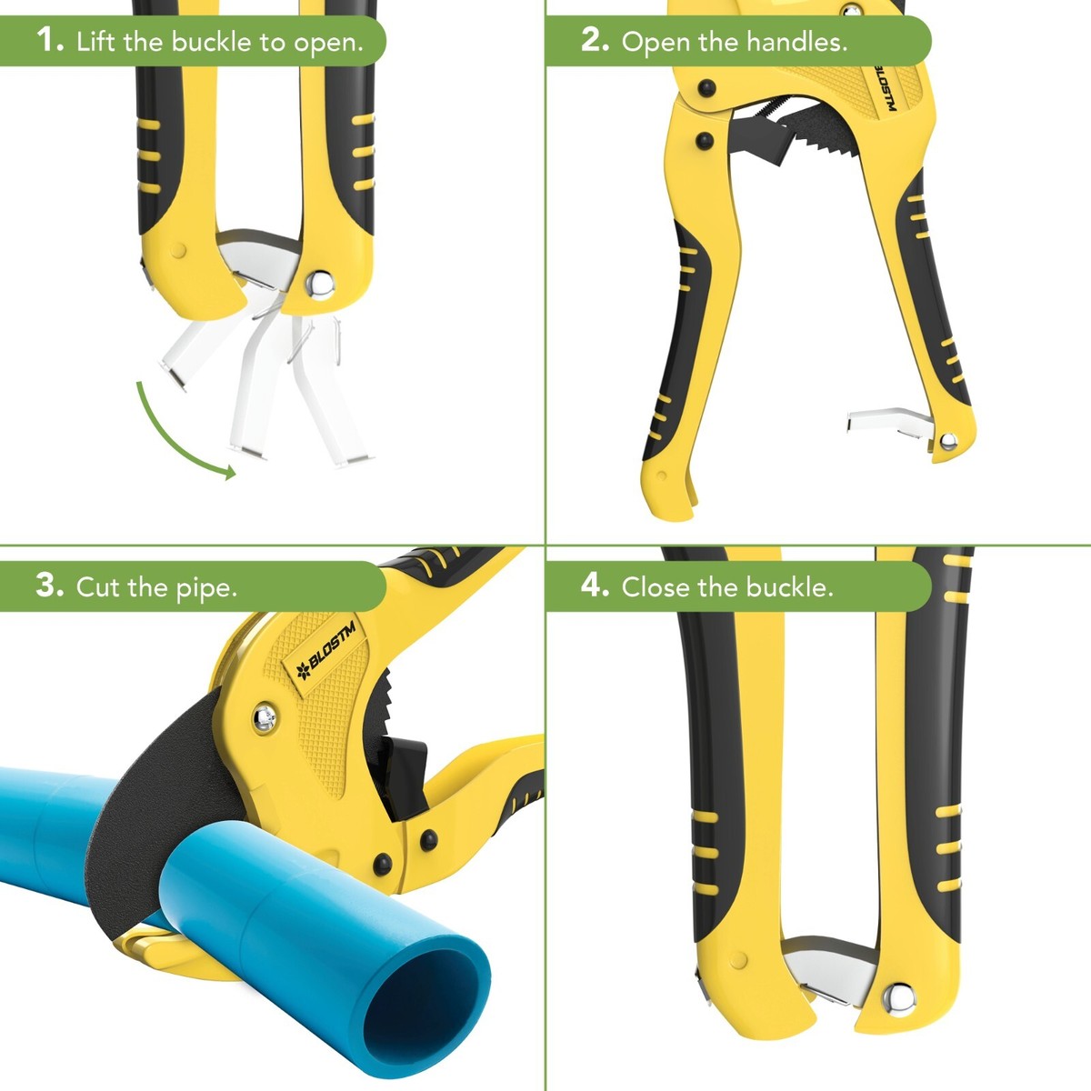 Hydraulic Pipe Cutter BLOSTM Plastic Pipe Cutter - Heavy Duty Ratchet ...