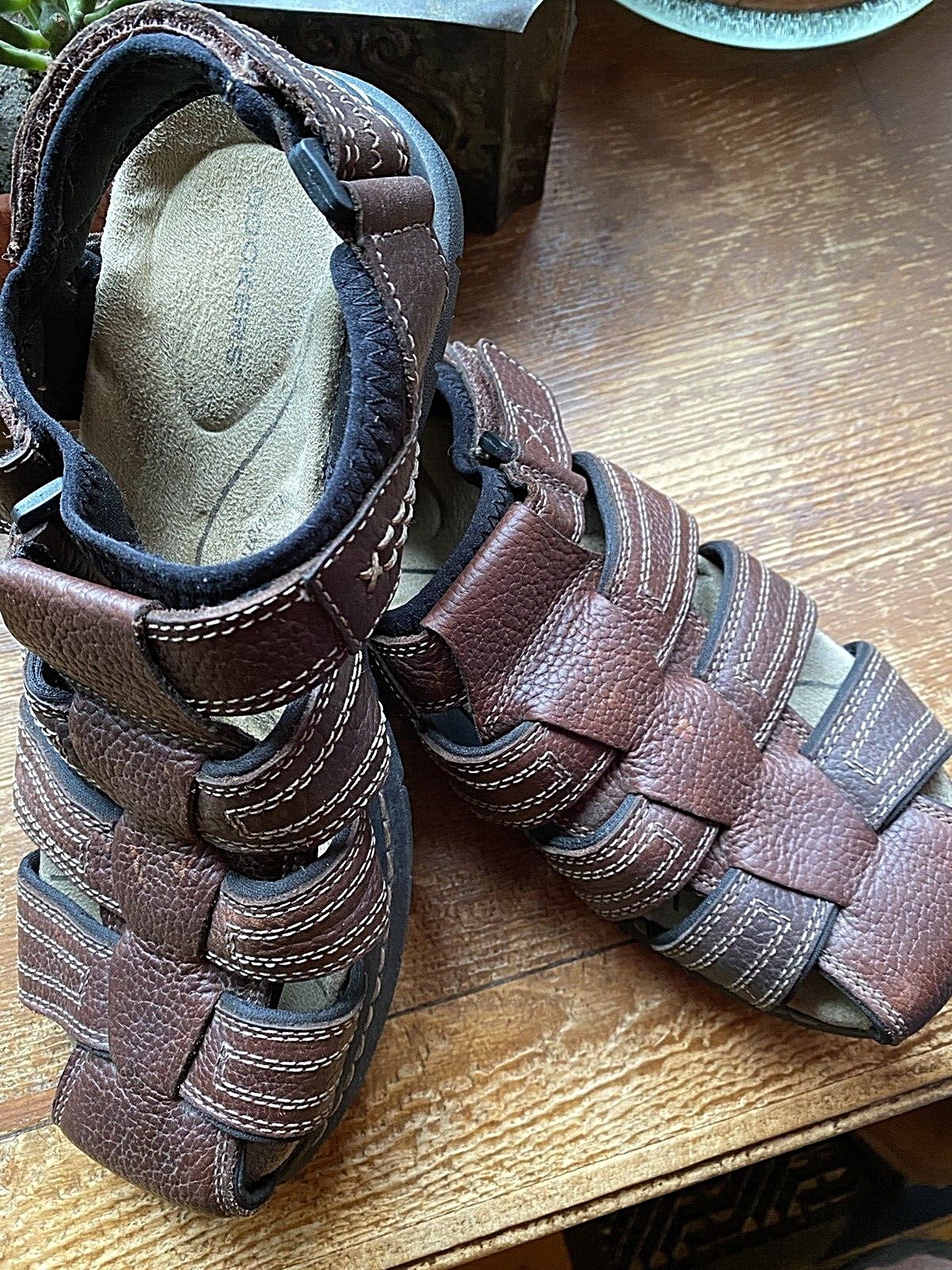 Men's Docker Brown Leather Fisherman Strap Sandal… - image 6