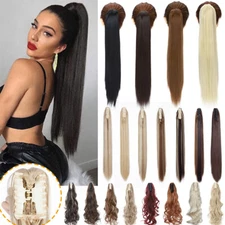 Curly Thick Jaw Claw On Ponytail Clip in Hair Extensions Long As Human Hairpiece