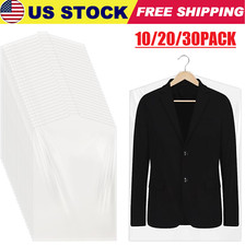 30Pcs Dry Cleaning Bags Clear Plastic Garment Bags for Hanging Clothes 60 90cm