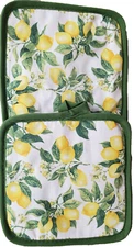 Set of 2 Same Kitchen Potholders (7"x7") CITRUS FRUITS, LEMONS #1, green, GR