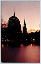Postcard Boston Skyline At Twilight, Boston Massachusetts Unposted
