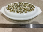 Vintage Pyrex Verde Olive Design- Divided Split Casserole Dish w/Lid 1.5 Quart