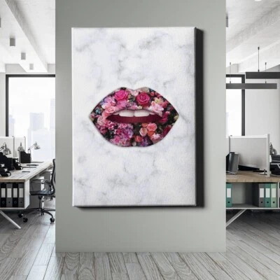 ✅LEINWANDBILD BLUMENLIPPEN MARMOR WEISS ROMANTIK NATUR MODERN ELEGANZ MUND LUXUS - Bild 1 von 4