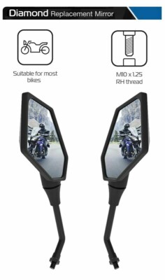 Oxford Universal Oxford Diamant Motorrad Rückspiegel Glas Paar 10 mm