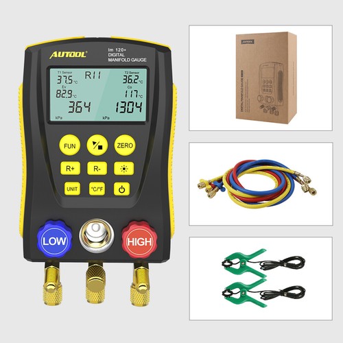 Kit de probador de temperatura de presión de vacío HVAC medidor colector de refrigeración digital - Imagen 12 de 21