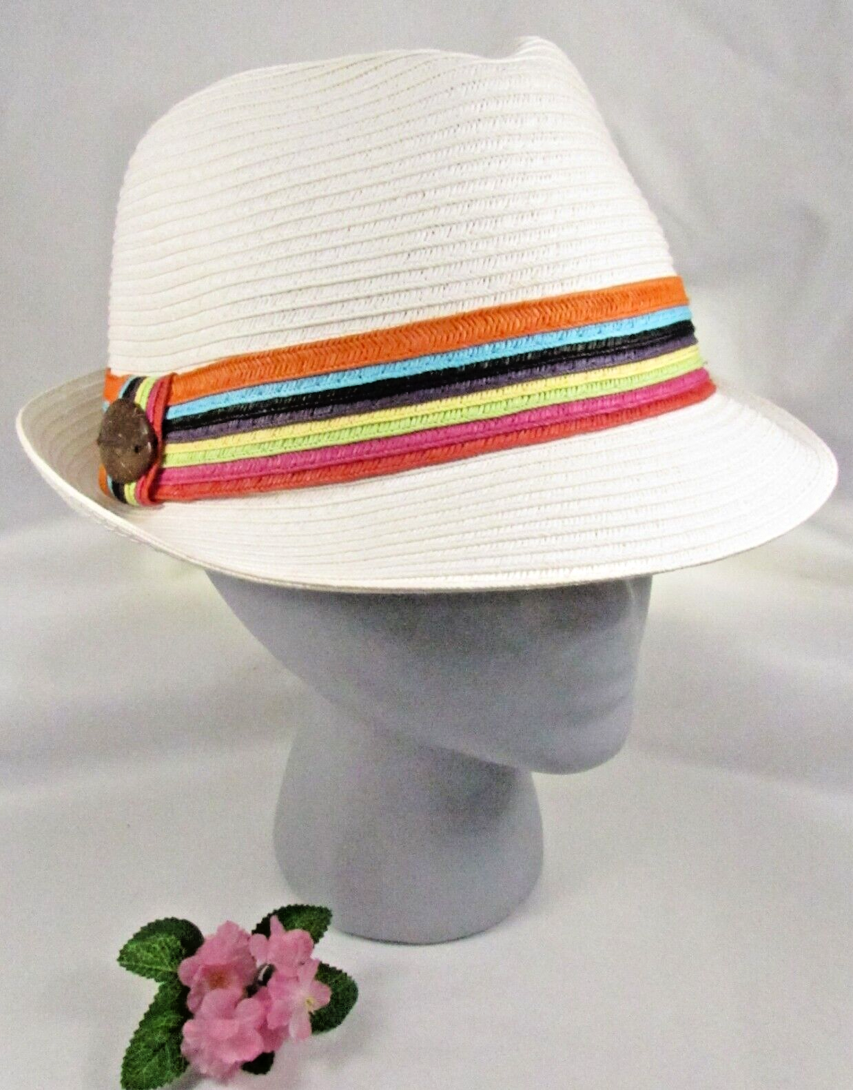 White Fedora Panama Jack Hat One Size Adjustable Summer Style-image