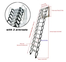 9.84Ft Black Titanium-Alloy Wall Mounted Type Attic Folding Loft Ladder Stairs