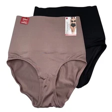 Skinnygirl Brief Panties Mauve Black Firm Tummy Toner Double Layer 2 Pair 7731