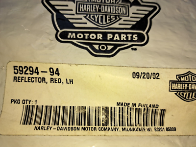 NOS Genuine Harley-Davidson Left Side Red Reflector #59294-94FXDS