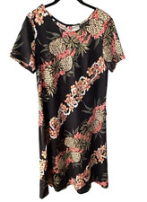 Vtg Hilo Hattie Ladies Large Dress Hawaiian Original Pineapple Hawaiian Midi
