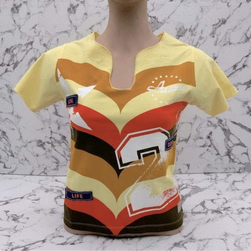 Women's Azzure Yellow | Wheat | Orange | Brown Short Sleeve Tee Shirt NWT - Picture 5 of 7