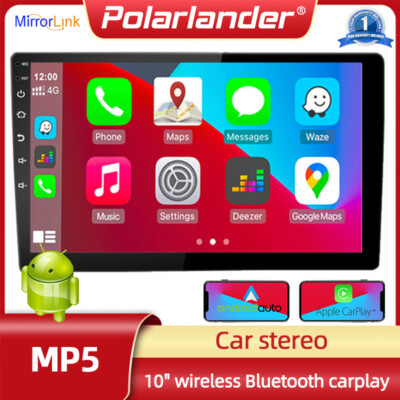 10'' Android 2 Din Car Radio Wireless Carplay GPS Touch Screen FM Bluetooth 2+64G
