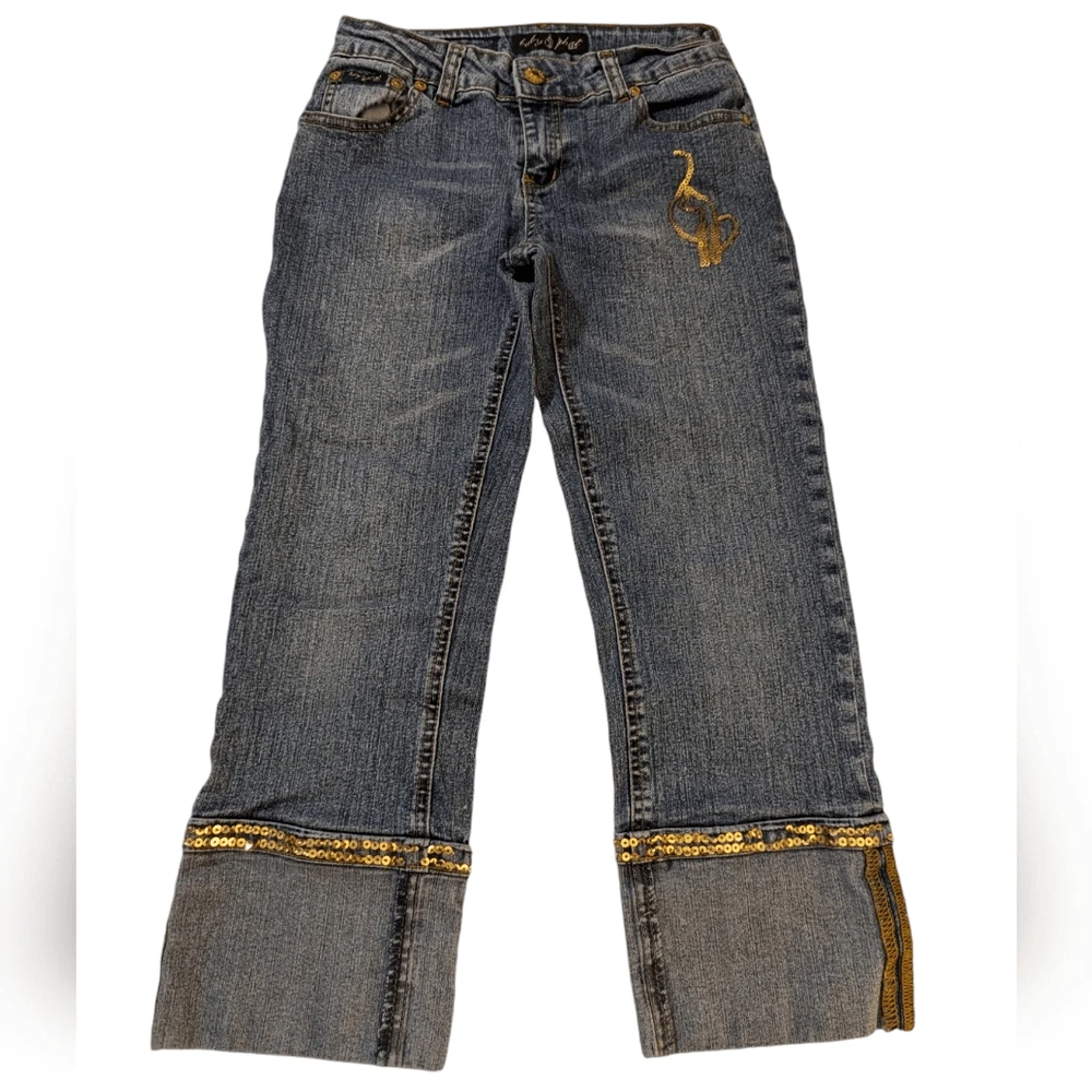 Capri (jean Court) Baby Phat Femme Taille 5 - Bleu, Neuf Avec étiquettes