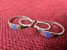 925 Sterling Silver Floral Enamel Earrings