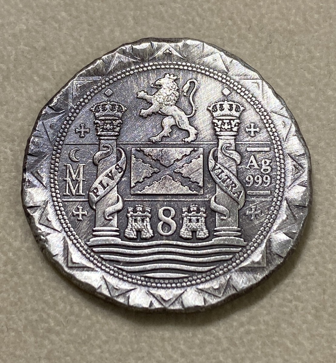 1622 Atocha 8 Reale 23 Grams Antiqued Poured Shipwreck Silver Cob