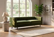 SWYFT  MODEL X02 3 SEATER SOFA VINE GREEN WITH STYLISH COPPER FEET