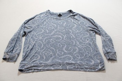 Berkley Jensen Women's Whispy Print Sweater Shirt LB3 Blue/Silver Size 2XL
