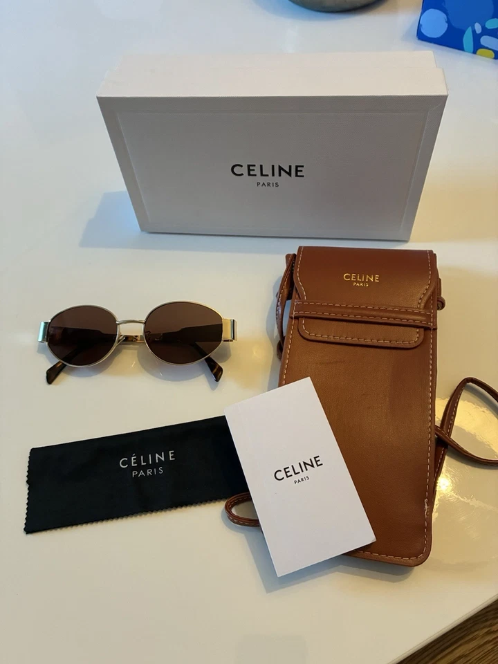 Lunettes De Soleil Celine Triomphe verre de monture marron Neuve / - Photo 1/4