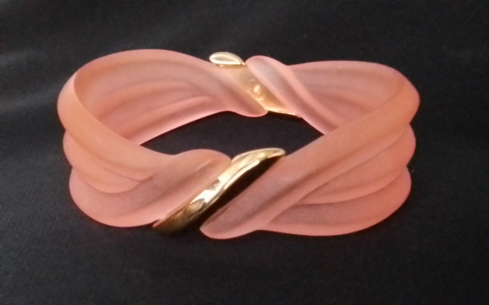 PEACH TRANSLUCENT BANGLE CUFF BRACELET SET GOLDTO… - image 5