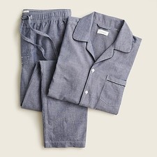 98 NWT J. Crew Chambray blue cotton Men s Large 2 piece Pajamas lounge set
