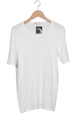 ZARA T-Shirt Damen Shirt Kurzärmliges Oberteil Gr. L Leinen Weiß #brkgtqa