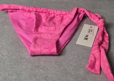 HURLEY Jungle Walk Cheeky Soft Tie Bikini Bottoms Pink Flora Szl Large NWT