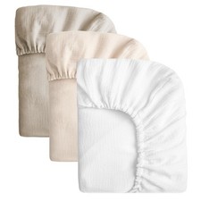 Muslin Crib Sheets for Boys Girls, 2 Pack Soft and Breathable Cotton Fitted C...