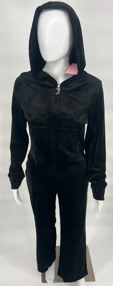 Conjunto de chándal de terciopelo regaliz negro Juicy Couture nuevo con etiquetas $199 para mujer L Foto 4 de 4