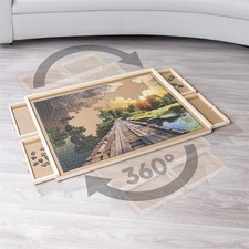 Jigsaw Puzzle Table 1000 Piece Puzzle Board with Drawers  Turntable Wooden 76 x 56 cm