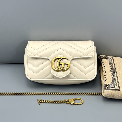 Gucci Marmont Super Mini Off-white Quilted Lambskin Crossbody Bag Duty Paid